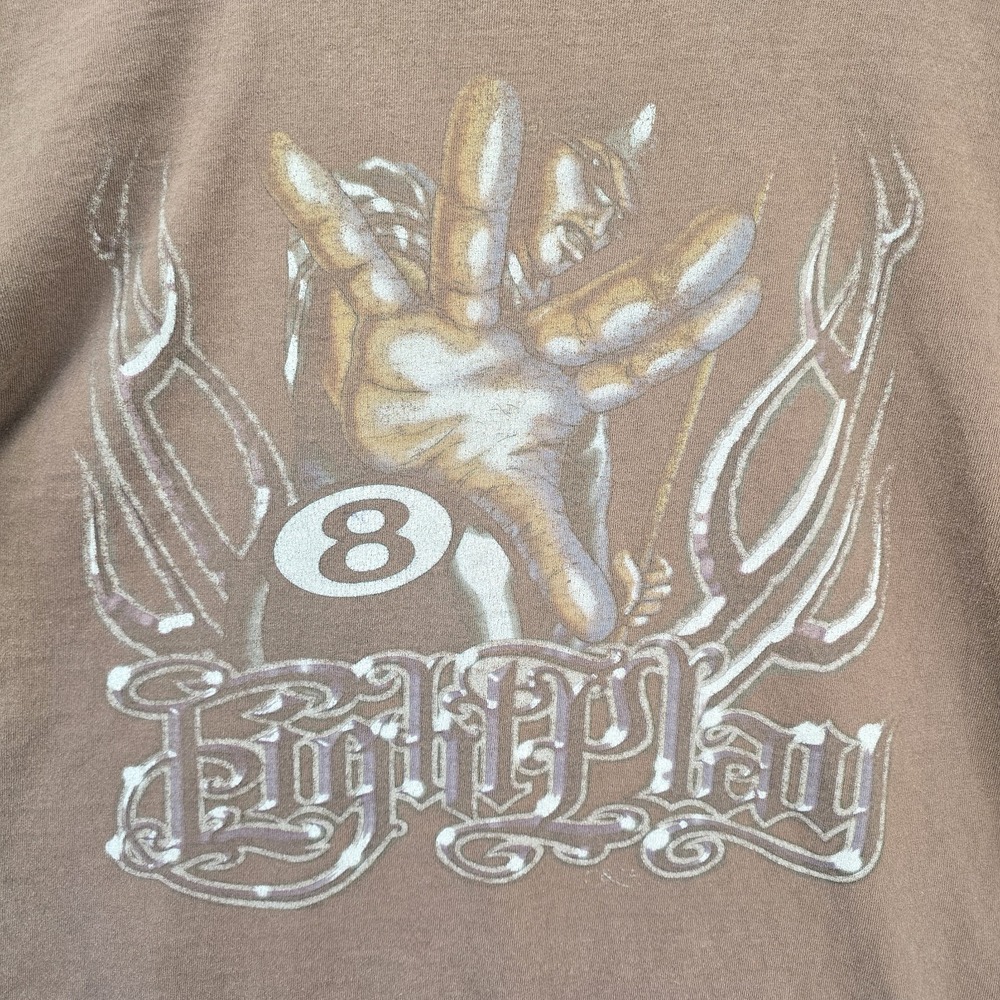 Vintage Eight Play Shirt Mens XL Brown 8 Ball Grunge Skater Cholo Pool Y2K 90s - Picture 3 of 7